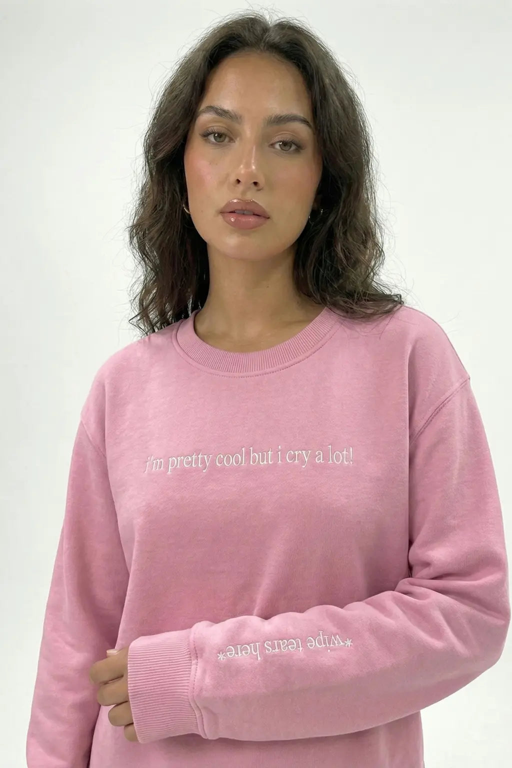 But I Cry A Lot Sweatshirt Pembe