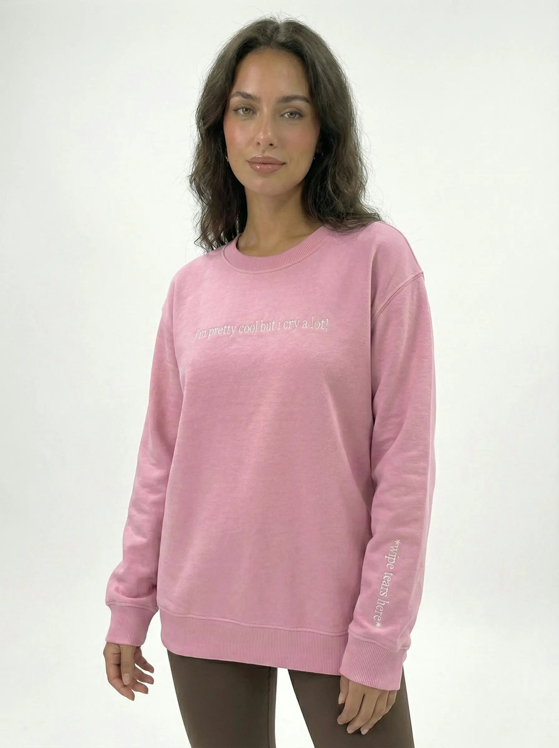 nakışlı pembe sweatshirt kadın