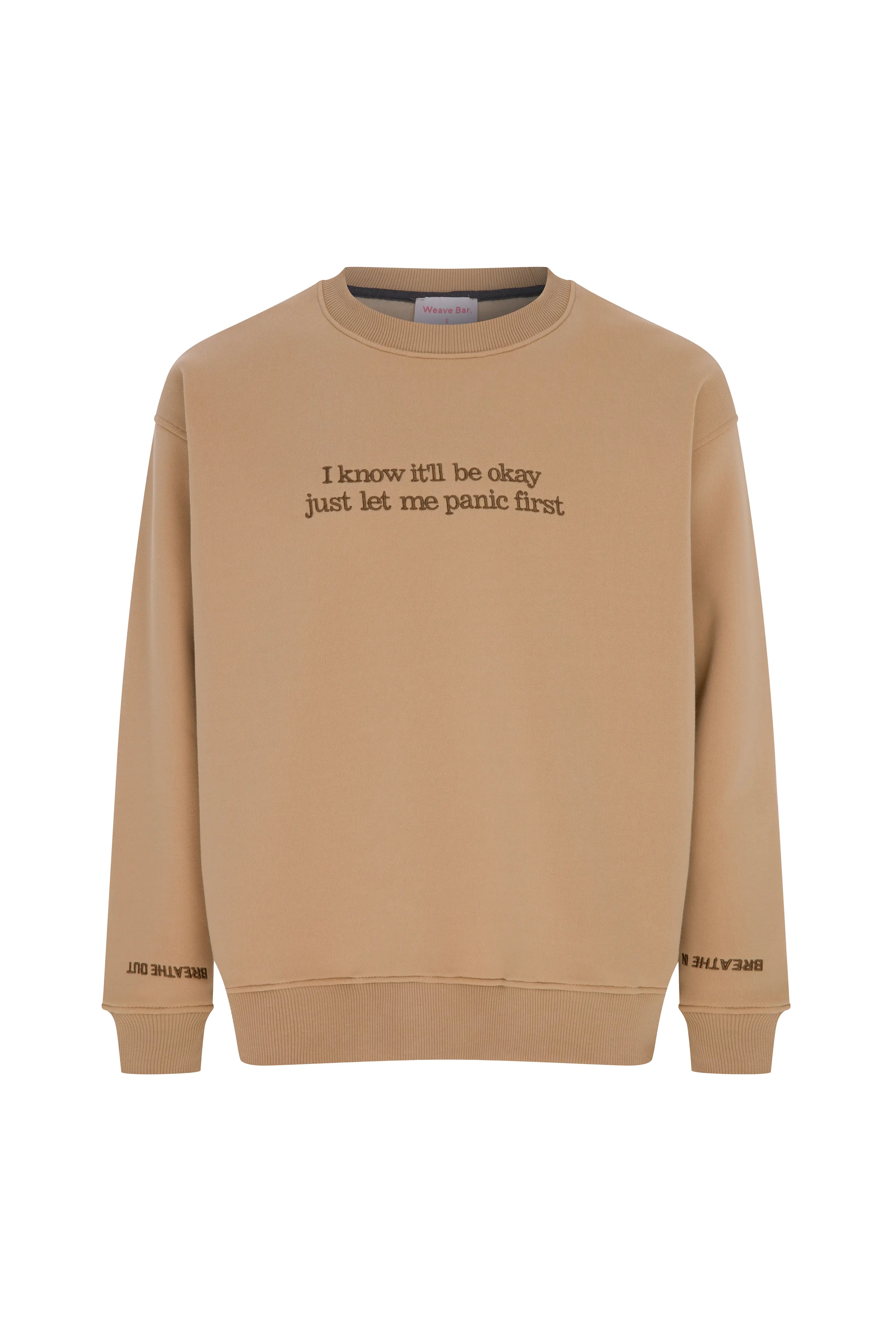 Breath In - Breath Out Oversize Sweatshirt Kahve